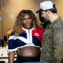 Serena Williams and husband Alexis Ohanian prior to the Leagues Cup match between Cruz Azul and Inte...