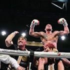 Mazzon Christian celebrating after victory during the Boxing Italian Superwelterweight Title - Russo...