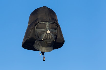 A black Darth Vader head shaped hot air balloon