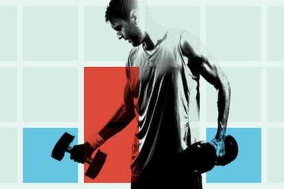 A man lifting dumbbells to build his forearms.