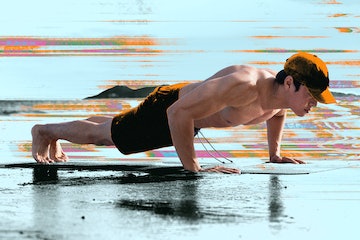 A man doing a plank bodyweight workout.